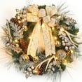 thumbnail image 1 of HOBLOC 24" Christmas Wreath with Lights, Outdoor Christmas Wreath for Front Door, Battery Operated Xmas Wreath with Gold Ball Ornaments Pine Cones Antlers for Home Holiday Decor, 1 of 7