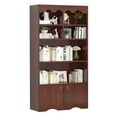 HOBLOC 5 Tier Bookshelf Bookcase with Doors, 63 in Tall Wooden