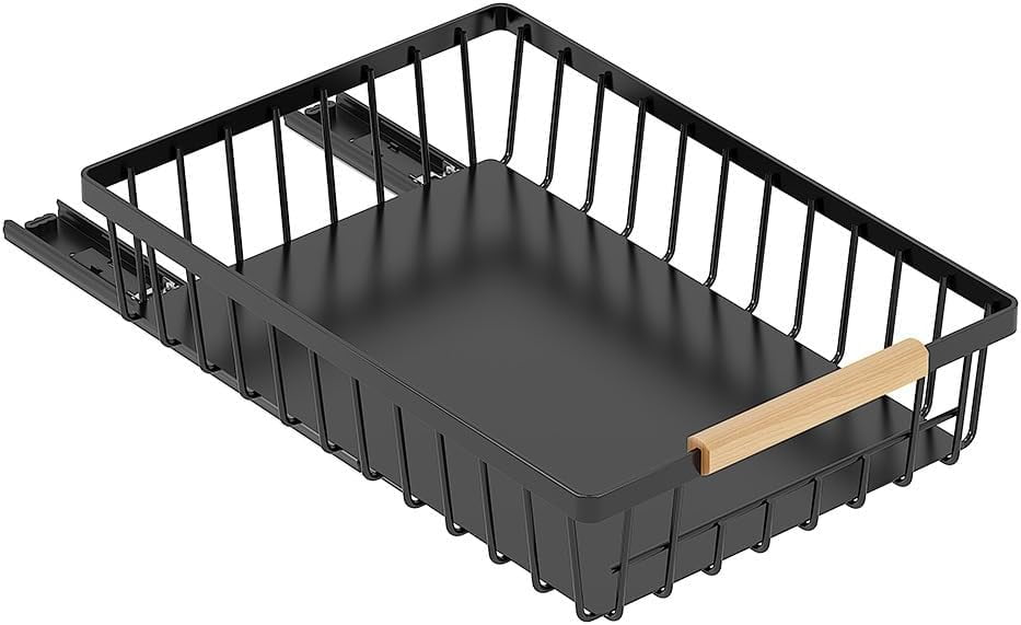 HOBLOC No Drill Pull Out Cabinet Organizer,Multifunctional Under Sink Pull Out Drawers Storage Sliding Kitchen Storage Drawer For Kitchen Bathroom Cabinets Pantry Black Upgraded 2 Card Lines