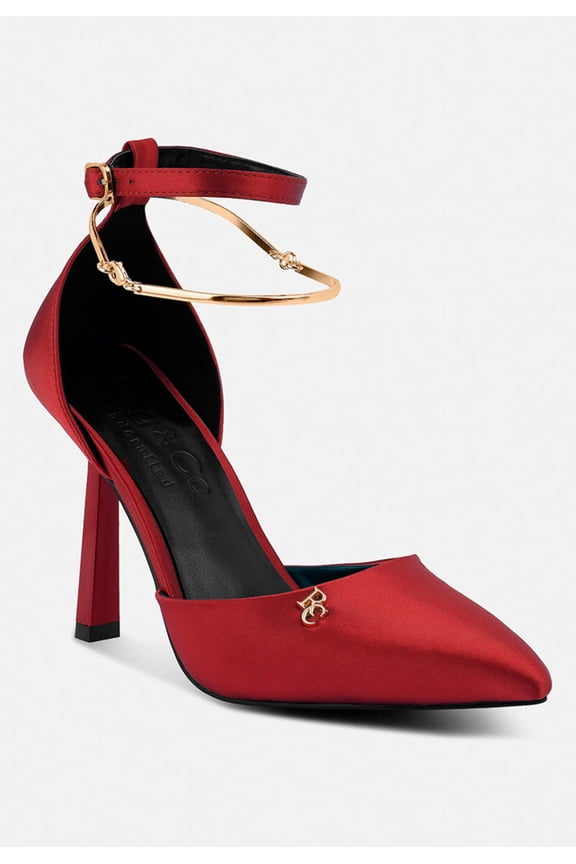 HOBNOB Anklet Embellishment Stiletto Sandals In Red