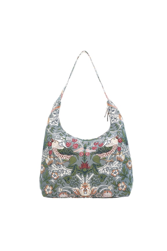 HOBO-STGR | WILLIAM MORRIS STRAWBERRY THIEF GREY HOBO HANDBAG SHOULDER BAG