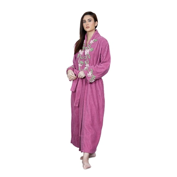 HOC Women's Vine Embroidered Shawl Collar Chenille Robe (as1, alpha, 3x, regular, regular, Baton Rough)