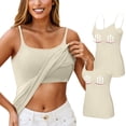 thumbnail image 1 of HOCIRET Tank Tops with Built in Bra for Women Adjustable Spaghetti Strap Cami Sleeveless Summer Tops Khaki M, 1 of 5