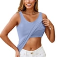thumbnail image 1 of HOCIRET Tank Tops with Built in Bra for Women Adjustable Spaghetti Strap Cami Sleeveless Summer Tops Light Blue M, 1 of 4