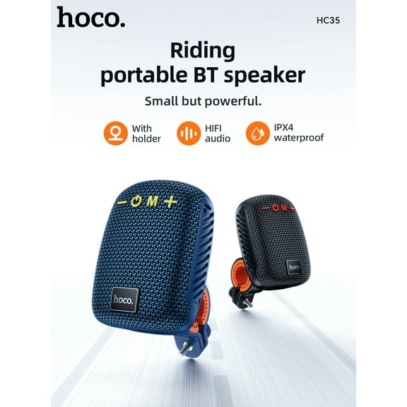 HOCO Outdoor Bluetooth Speaker, 12H Battery Life, AUX/TF Card/USB Playback,Hands-Free Call, Compact 221g Portable Design for Motorcycle, Backpack, Outdoor