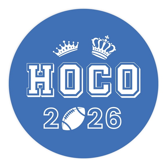 HOCO Stickers, Royal Blue & White Football Crown Design, Homecoming Party & Scrapbook Favors