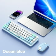 HOCO Wireless Keyboard and Mouse Combo, 2.4GHz Bluetooth USB Receiver Plug and Play Colorful Keyboards for Computer, Laptop, PC （Blue)
