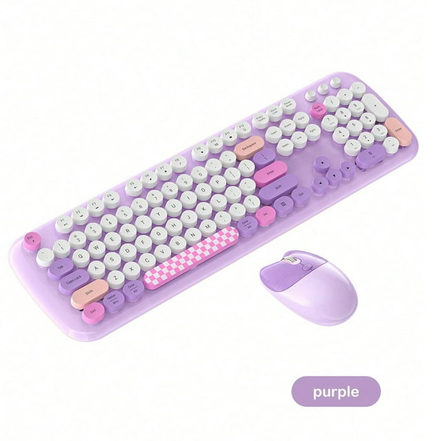 HOCO Wireless Keyboard and Mouse Set ,Cute Keyboard Retro Round Keycap ...