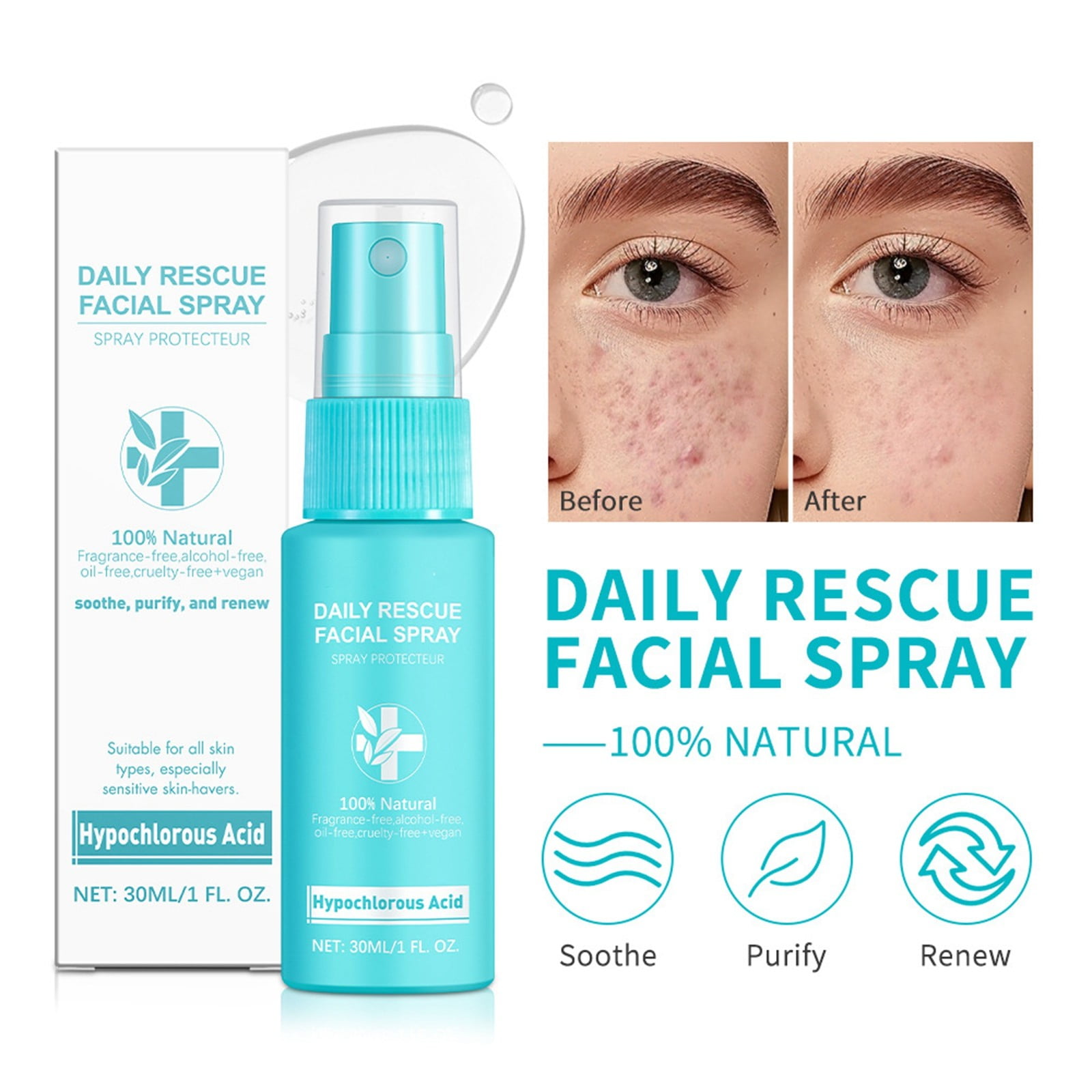 HOCl Skin Spray Daily Face Wash Mens Double Chin Remover Face Collagen