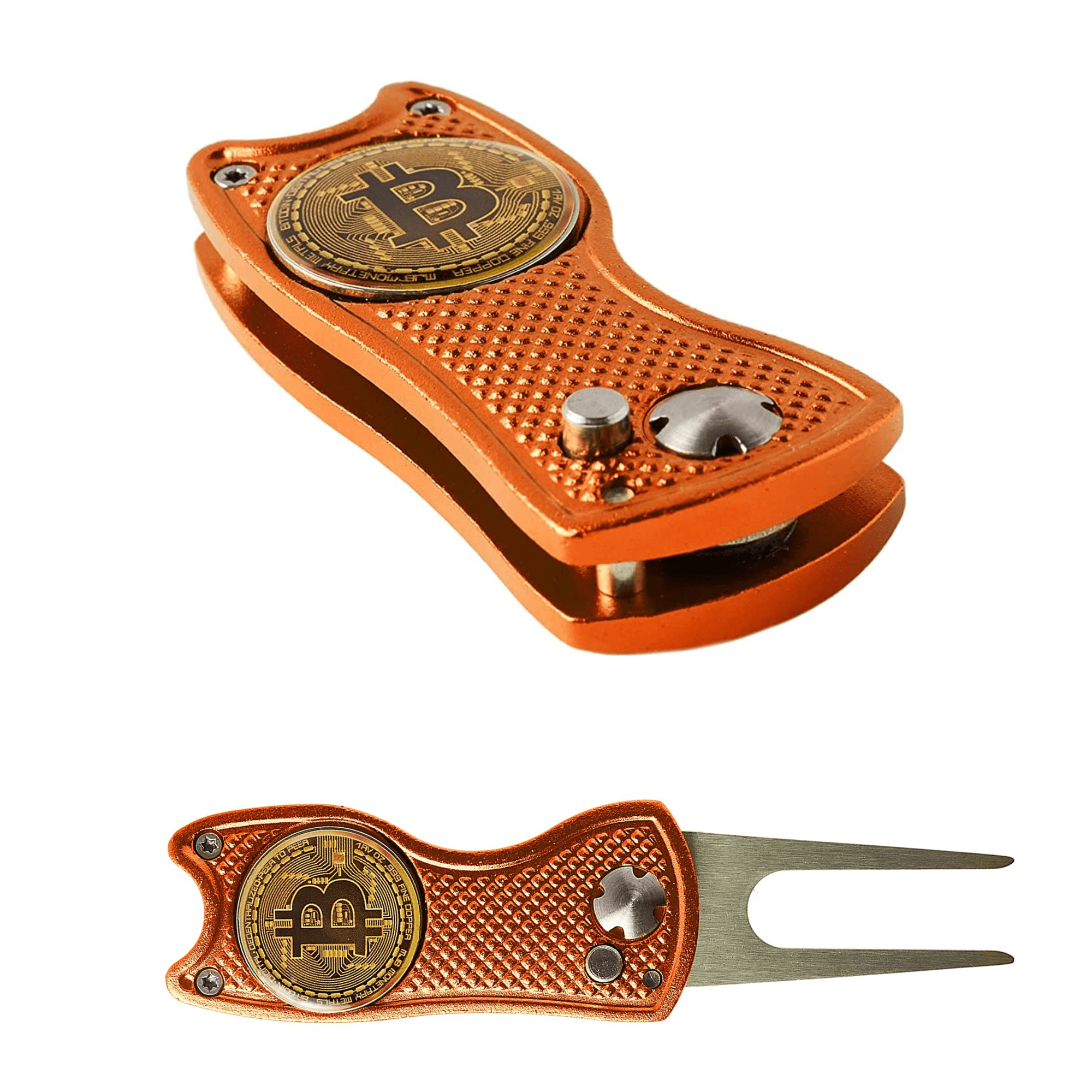 HODL 21 Bitcoin Golf Divot Repair Tool, All-Metal Golf Accessories - 3-  in-1 Golf Multitool (Divot Tool, Ball Marker, Club Holder) | Foldable with  with Pop-up Button & Magnetic Ball Marker -