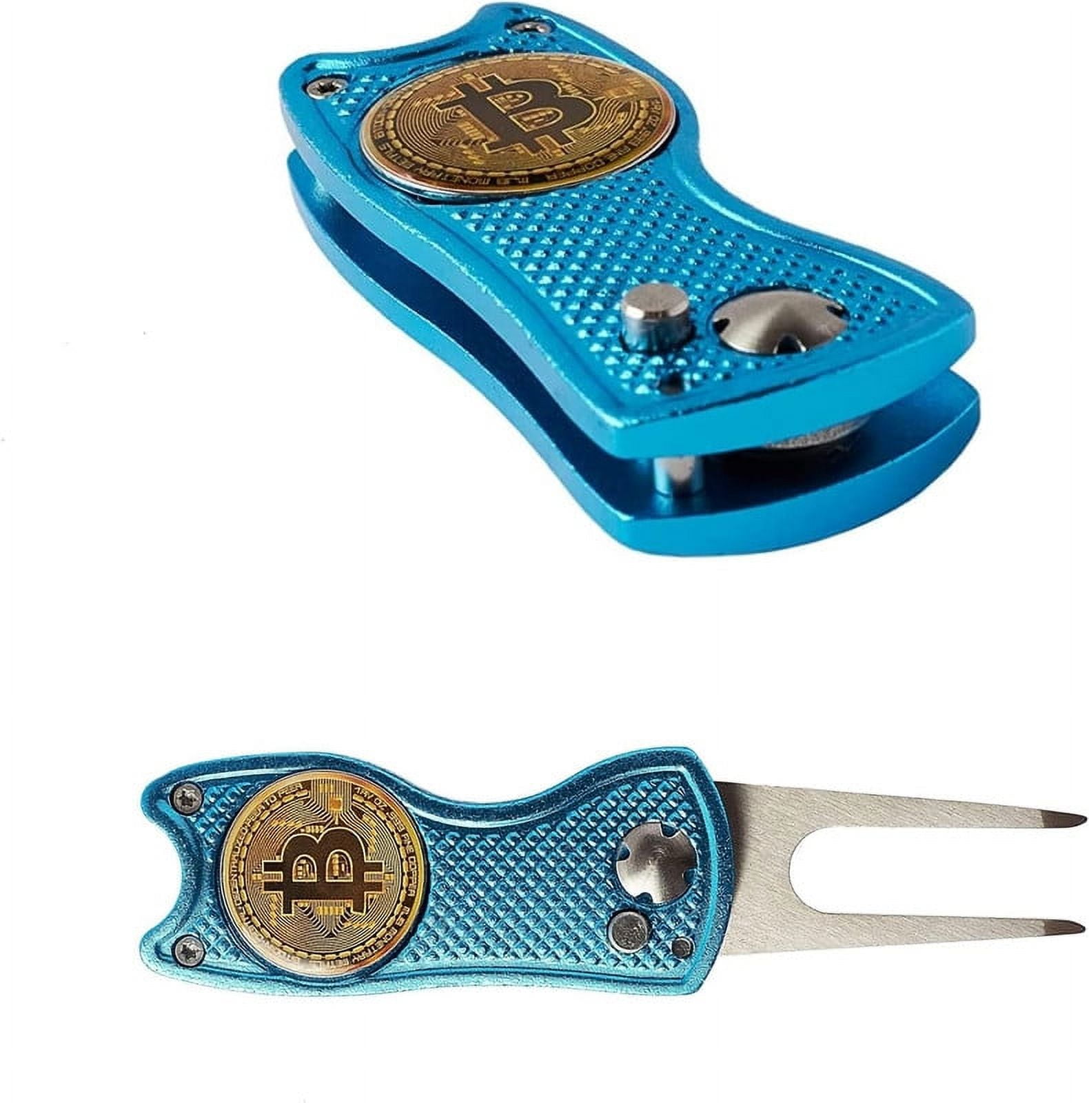 HODL 21 Bitcoin Golf Divot Repair Tool, All-Metal Golf Accessories - 3-  in-1 Golf Multitool (Divot Tool, Ball Marker, Club Holder) | Foldable with  with Pop-up Button & Magnetic Ball Marker -