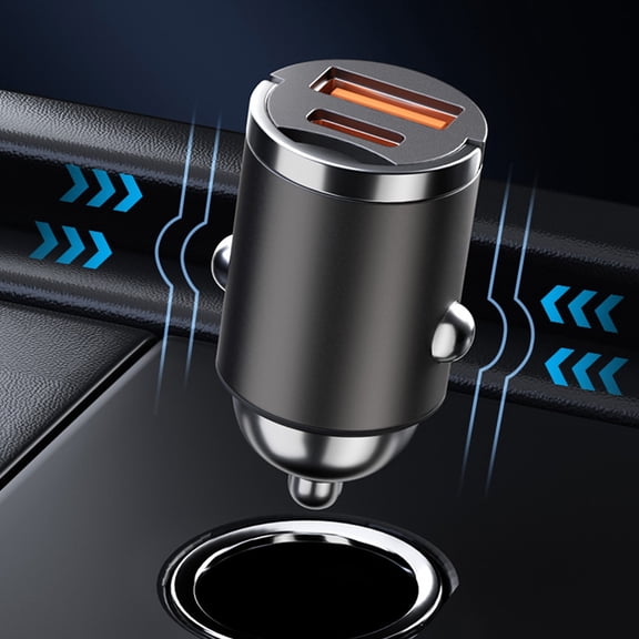 HODWIEQU 30W Fast Car Charger Two Ports Are Compatibles With Different Devices Car Mounted Conversion Charging Connector Fast Charging Car Charger Gray Free Size