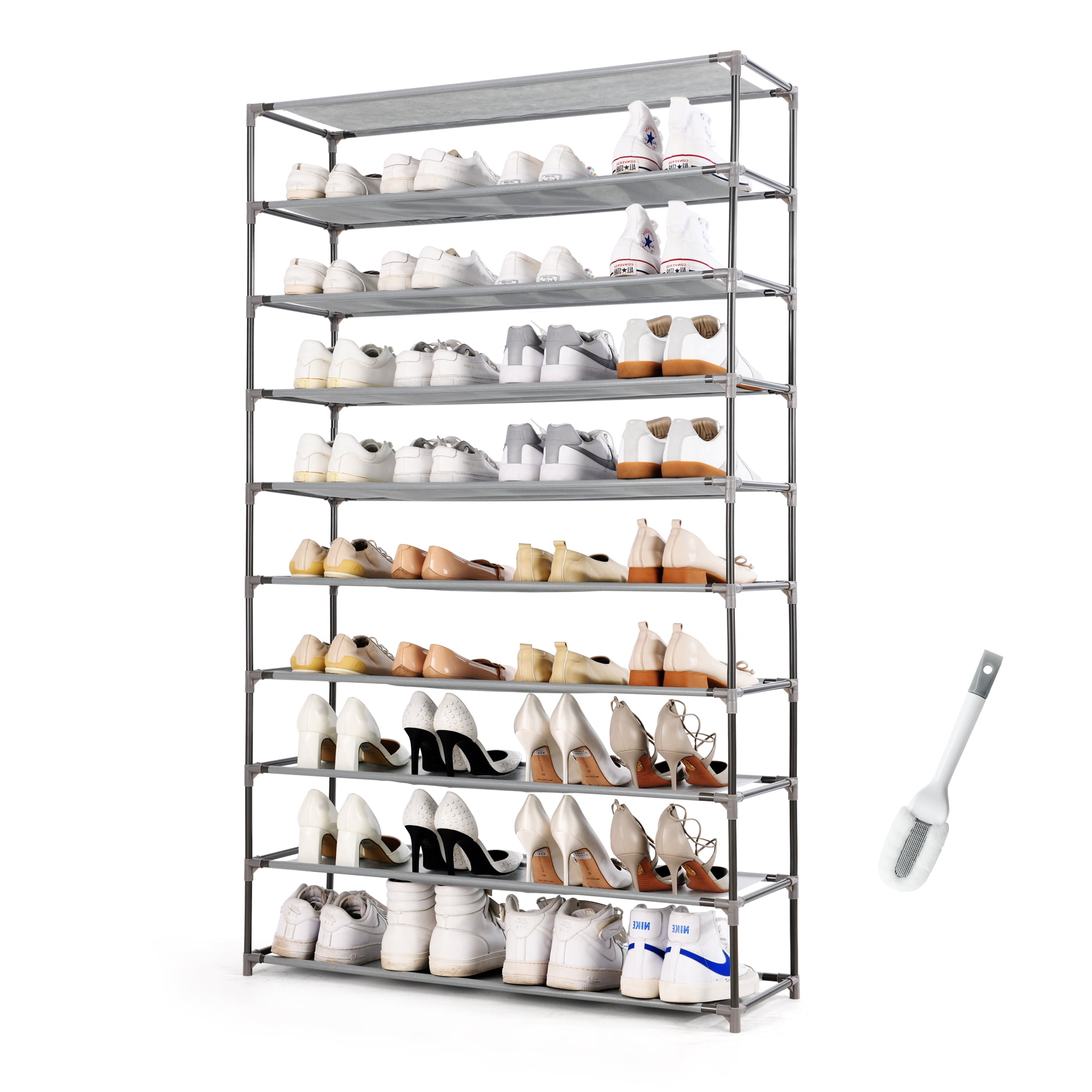 HODYANN 10 Tiers Shoe Rack, 50 Pairs Shoe storage Organizer Metal Frame
