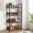 thumbnail image 1 of HOFFREE Ladder Shelf 4-Tier Bookshelf Storage Rack Bookcase with Steel Frame Industrial Book Shelves Storage Rack for Living Room Home Office Kitchen Bedroom, 1 of 9