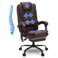thumbnail image 1 of HOFFREE Executive Office Chair with Massage and Footrest Reclining Ergonomic Office Chair Soft Leather Computer Desk Chairs with High Back Armrest for Home Office, Brown, 1 of 8