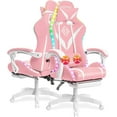 thumbnail image 1 of HOFFREE Gaming Chair with LED RGB Lights Massage Ergonomic Video Game Chairs with Footrest High Back Reclining Computer Chair with Adjustable Lumbar Support Pink and White, 1 of 6