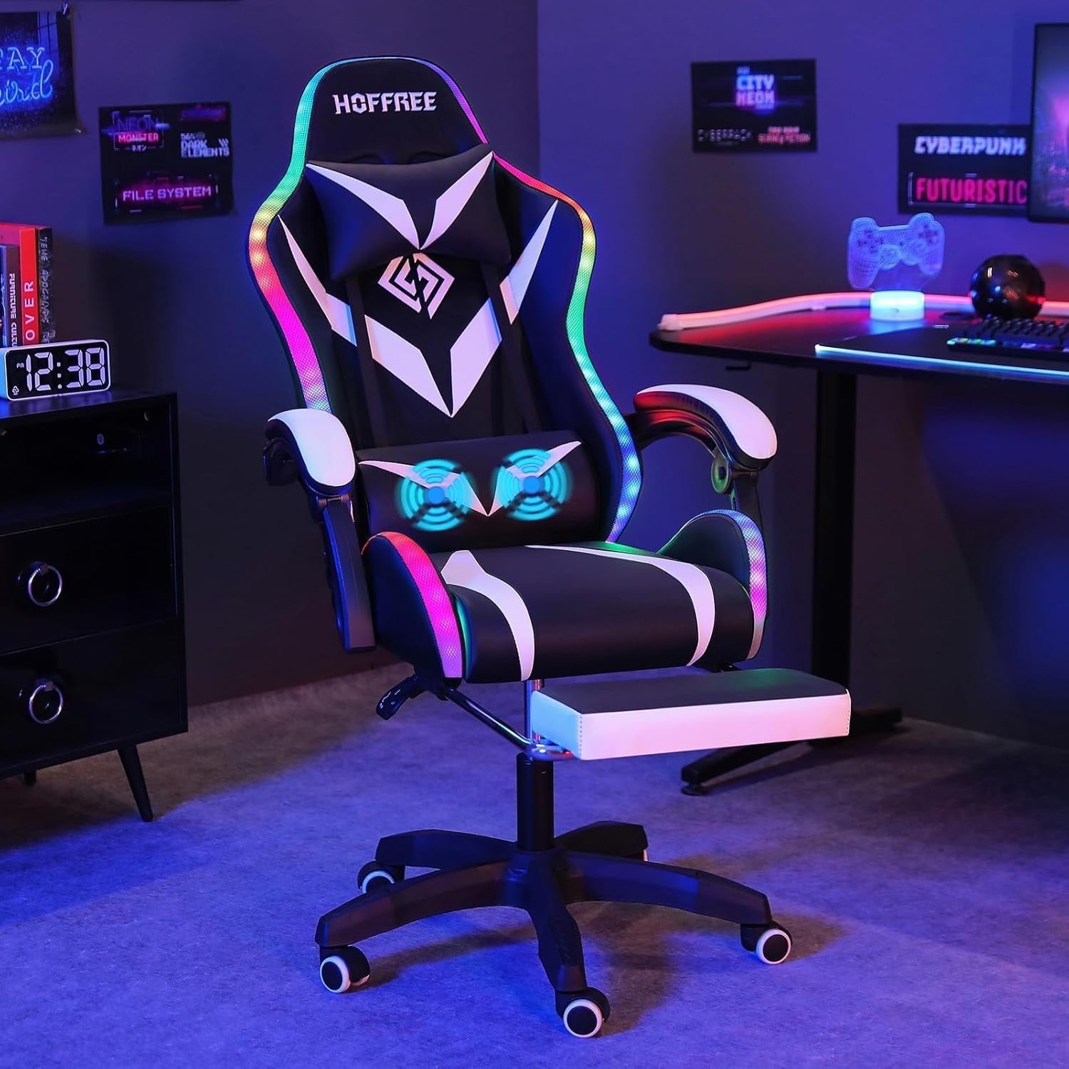 Ergonomic Gaming Chair with RGB LED Lights, Massage Uganda Ubuy
