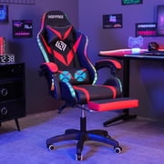 HOFFREE Gaming Chair with Massage and LED RGB Lights Ergonomic Computer Chair with Footrest High Back Video Game Chair with Adjustable Lumbar Support Linkage Ar
