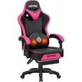 thumbnail image 1 of HOFFREE Gaming Chair with Massage Lumbar Leather Computer Gaming Chair for Adults Reclining Gamer Chairs with Footrest Video  Chairs with Linkage Armrests Pink and Black, 1 of 18