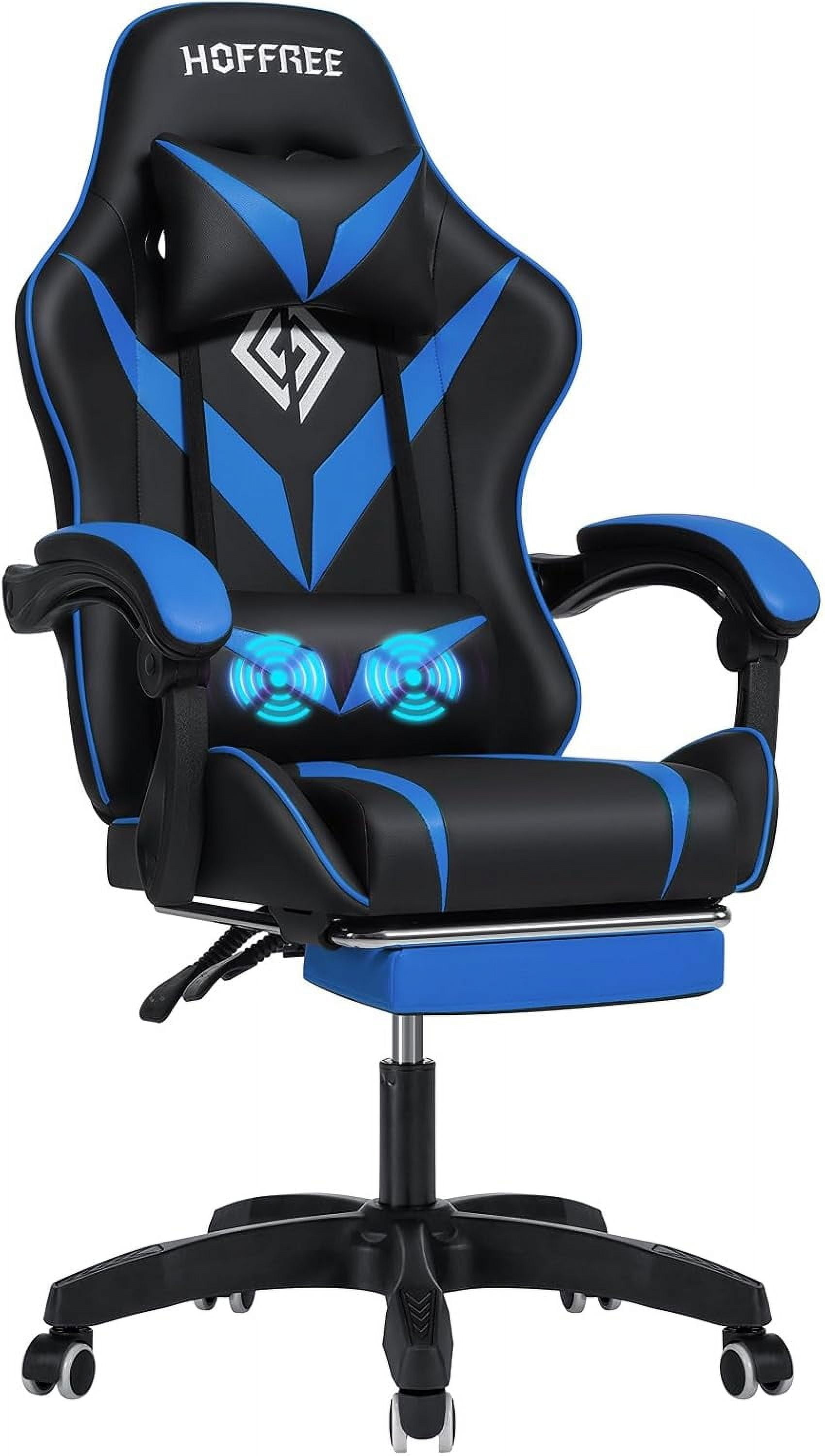 HOFFREE Massage Gaming Chair For Kids Computer Gamer Chair With HOFFREE Massage Gaming Chair Kids Computer Gamer Chair Footrest Lumbar Support Reclining PC Game Chair Headrest Gaming Room Blue Black 8209ea0d Aeff 4bf1 891c 