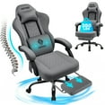 thumbnail image 1 of HOFFREE Gaming Chair with Massage and Footrest Skin-friendly Gamer Chairs for Adults Big and Tall Video Game Chair with Headrest and Lumbar Support for Office and Home Dark Gray, 1 of 12