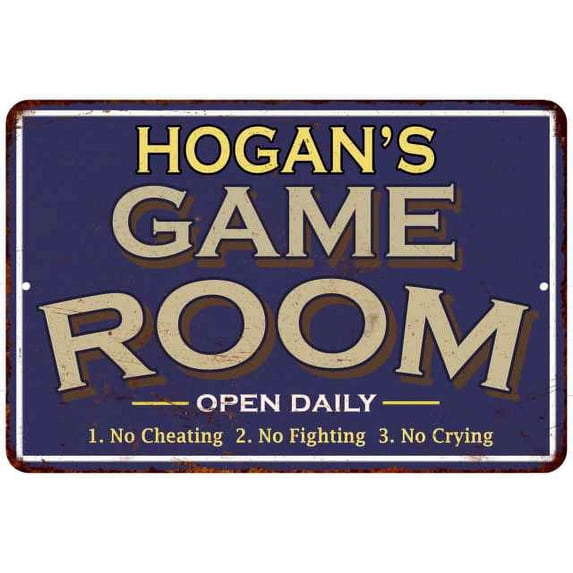 HOGAN'S Blue Game Room Gift Sign Metal Wall Decor 12x18 112180002209