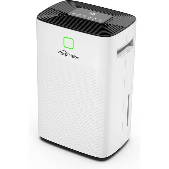 HOGARLABS 16 Pint Dehumidifiers Up to 4000 Sq Ft for Continuous Dehumidify, Home Dehumidifier with Digital Control Panel and Drain Hose for Basements, Bedroom, Bathroom. White 50 Pints