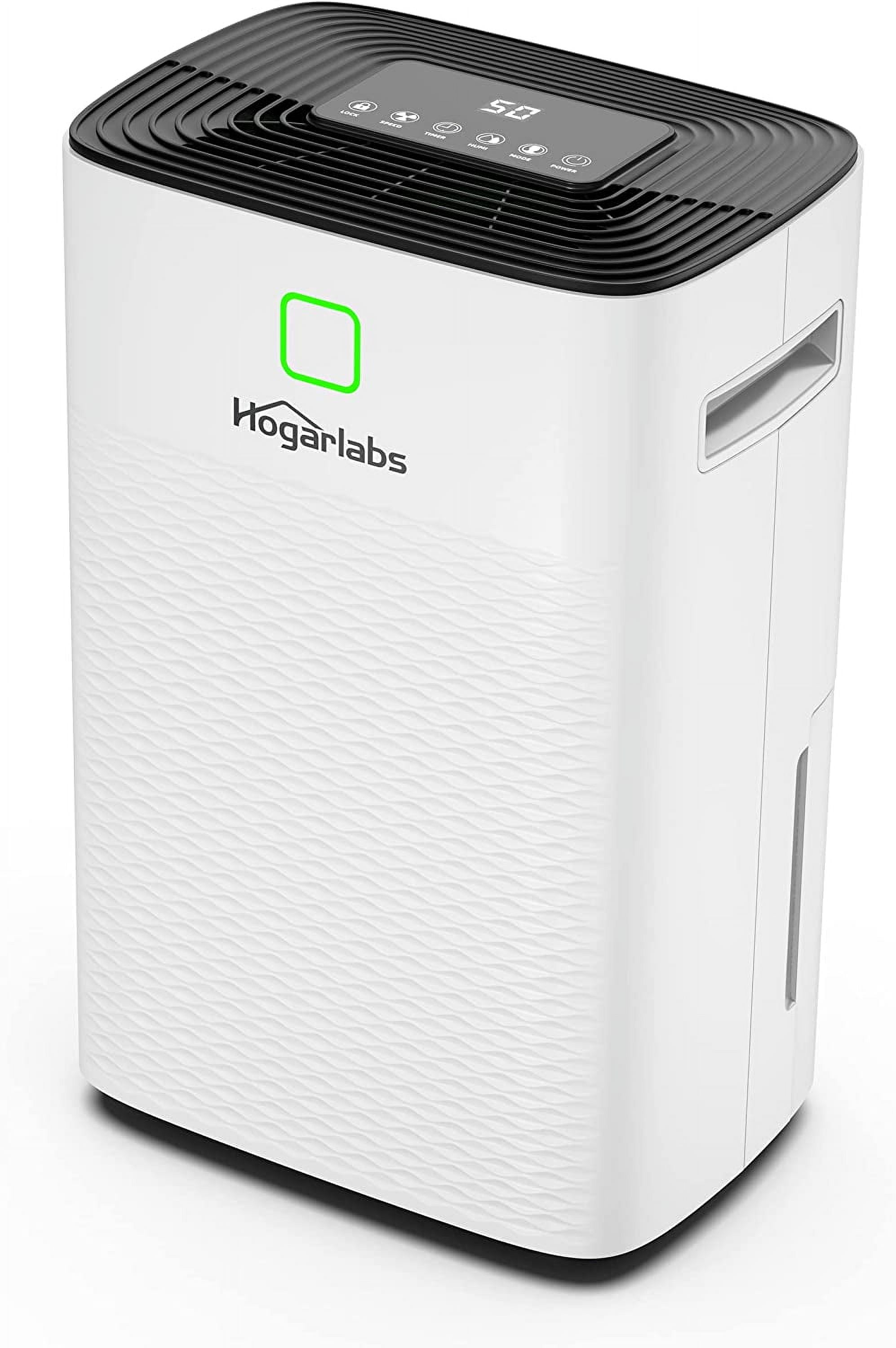HOGARLABS 50 Pint Dehumidifiers Up to 4000 Sq Ft for Continuous Dehumidify, Home Dehumidifier with Digital Control Panel and Drain Hose for Basements, Bedroom, Bathroom. White 50 Pints