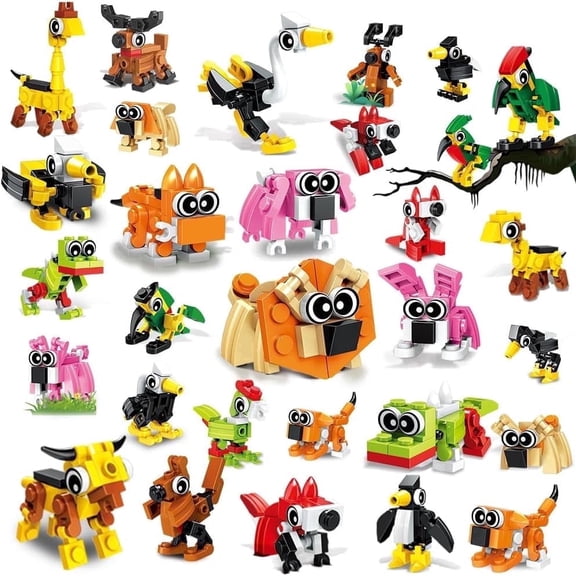 HOGOKIDS 20 Pack Mini Animal Building Block Sets, 60-in-1 3-in-1 Animal Bricks Toys for Kids Ages 6+, Classroom Rewards, Birthday Gift Set