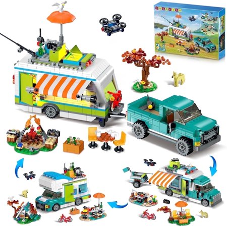 HOGOKIDS 3-in-1 Camper Building Set, 860pcs Building Kit With Camper Van Christmas Gift for Girls Age 6-12 Years