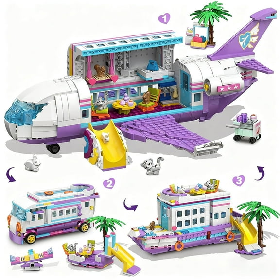 HOGOKIDS 3-in-1 Friends Airplane Building Toy Set, 808PCS Building Blocks