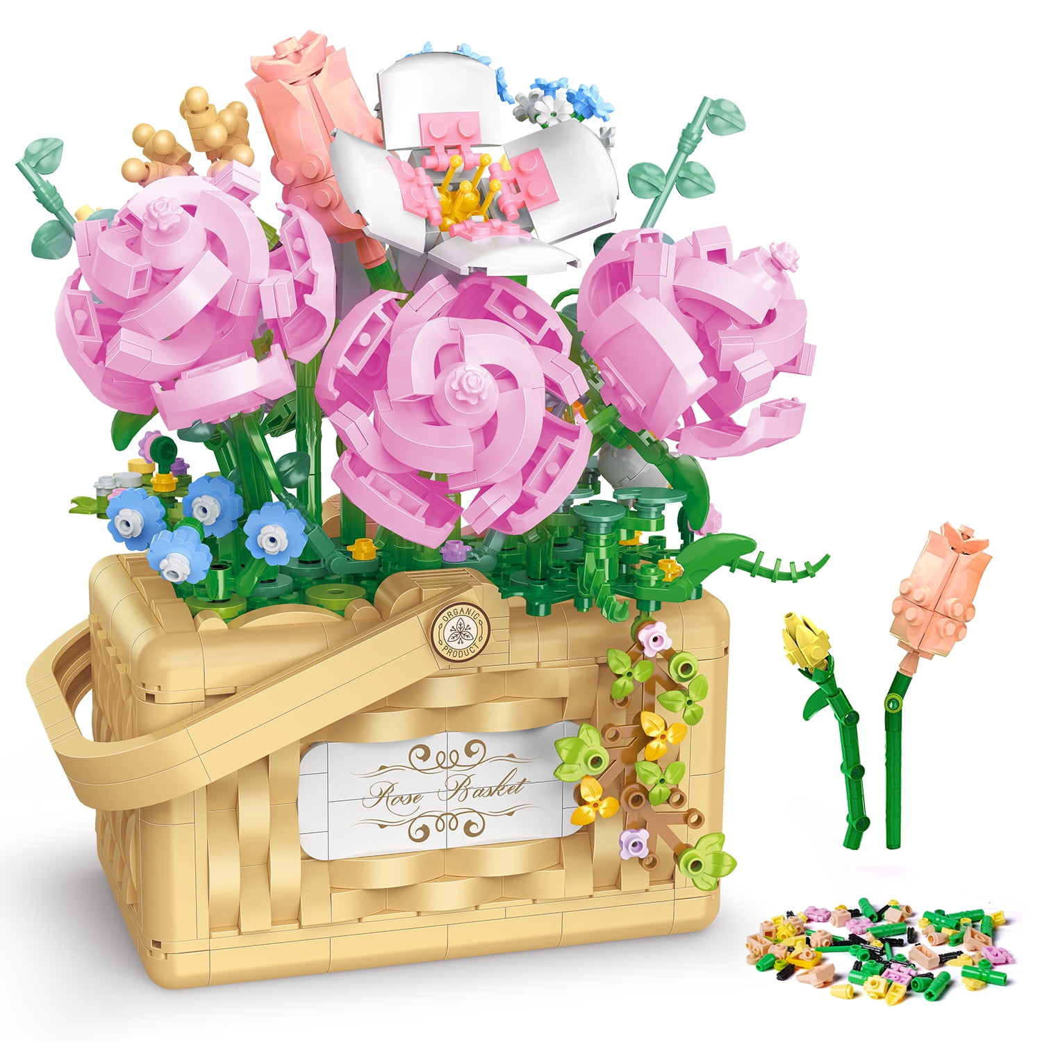 Flower Bricks Women Grilfriends Birthday Gifts ,Adult Bouquet Rose