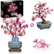TERRAMUS Cherry Blossom Bonsai Tree Building Set, 2-in-1 Artificial Sakura Tree Building Blocks Kit, 775 Pcs Botanical Plant Model for Home Decor Display Gift for Adults Teens Kids
