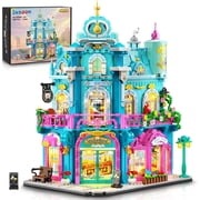TERRAMUS Castle Dairy Bakery Store Building Set with LED Light, 1689 PCS City Street House Building Blocks Model Kit, Modular Architecture Display Set for Adults Teens 12+