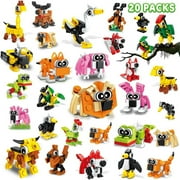 HOGOKIDS Party Favors for Kids 30 Kinds of Animals Building Block Toy 20 Pack, Stocking Stuffers Classroom Prizes Building Set, Boys Girls Ages 4-12+