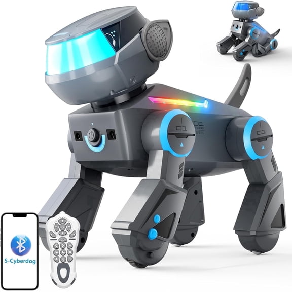 INSOON Remote Control Robot Dog Toy for Kids, Programmable Interactive Robotic Puppy with LED Eyes, Bluetooth Speaker, Dancing Movement Toy Ages 3-10