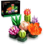 HOGOKIDS Succulent Plants Building Set, Unique Mother Day Botanicals with Pots, DIY Flower Decor for Home and Office Creative Gift for Adults and Kids (570PCS)