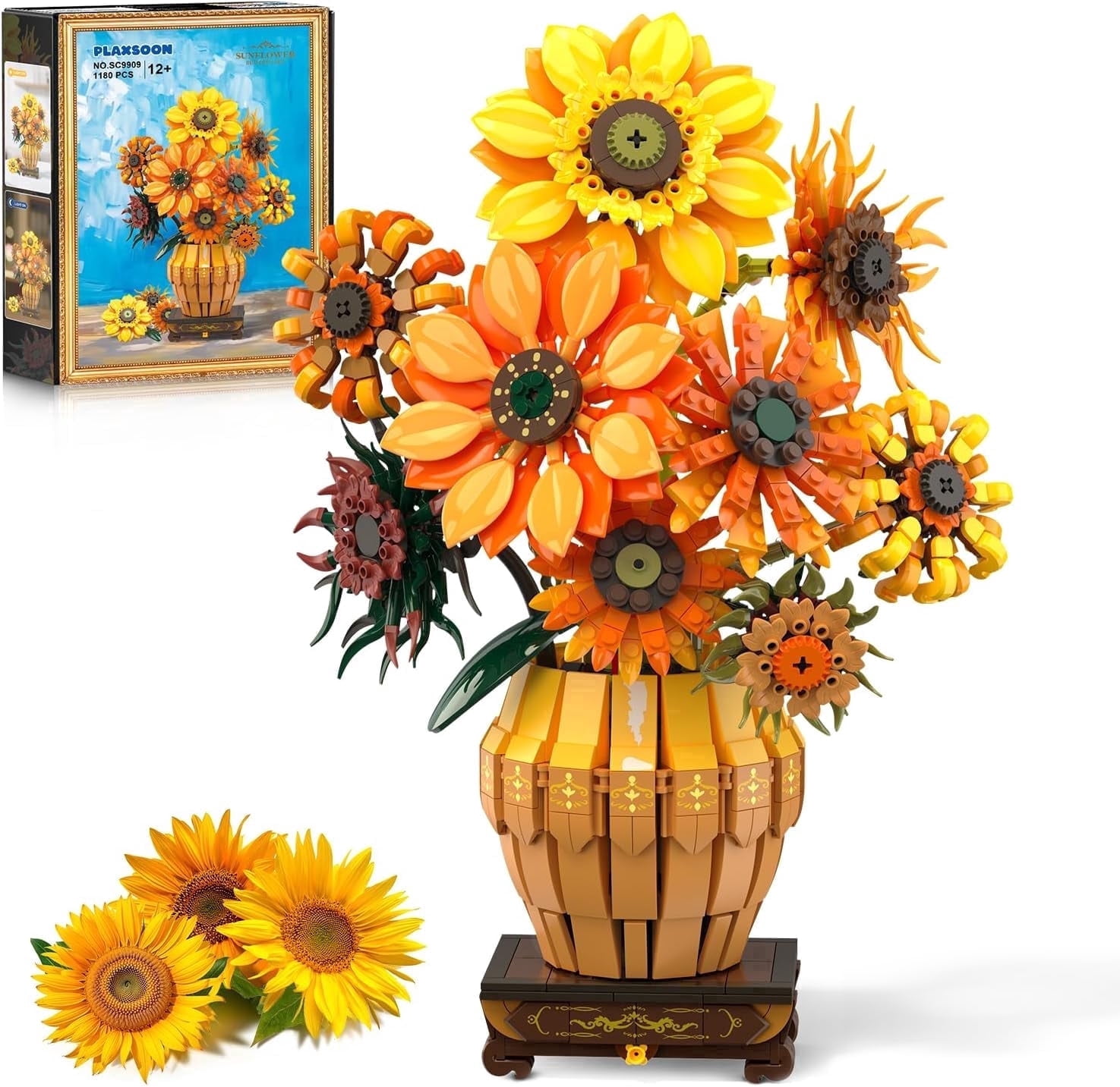 INSOON Sunflower Building Set with LED Light and Base, 1180 Pieces ...