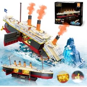 TERRAMUS Ocean Liner Building Set with Light, 1883 Pcs Large Ship Model Construction Kit with Display Stand, Creative Building Blocks Toys for Kids Audlt Ages 12+
