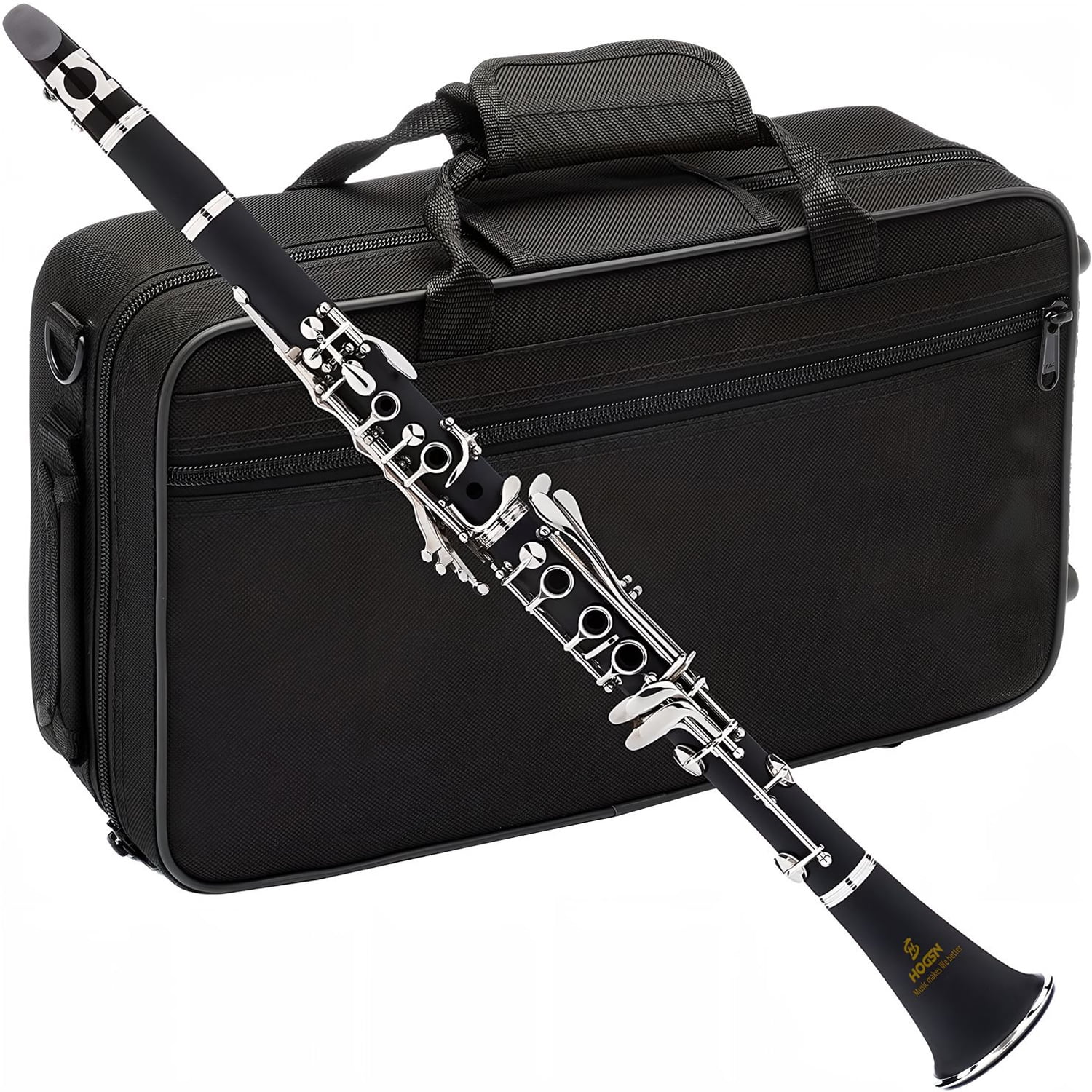 HOGSN clarinet in B flat，beginner's performance, professional playing instrument with box, cleaning kit.