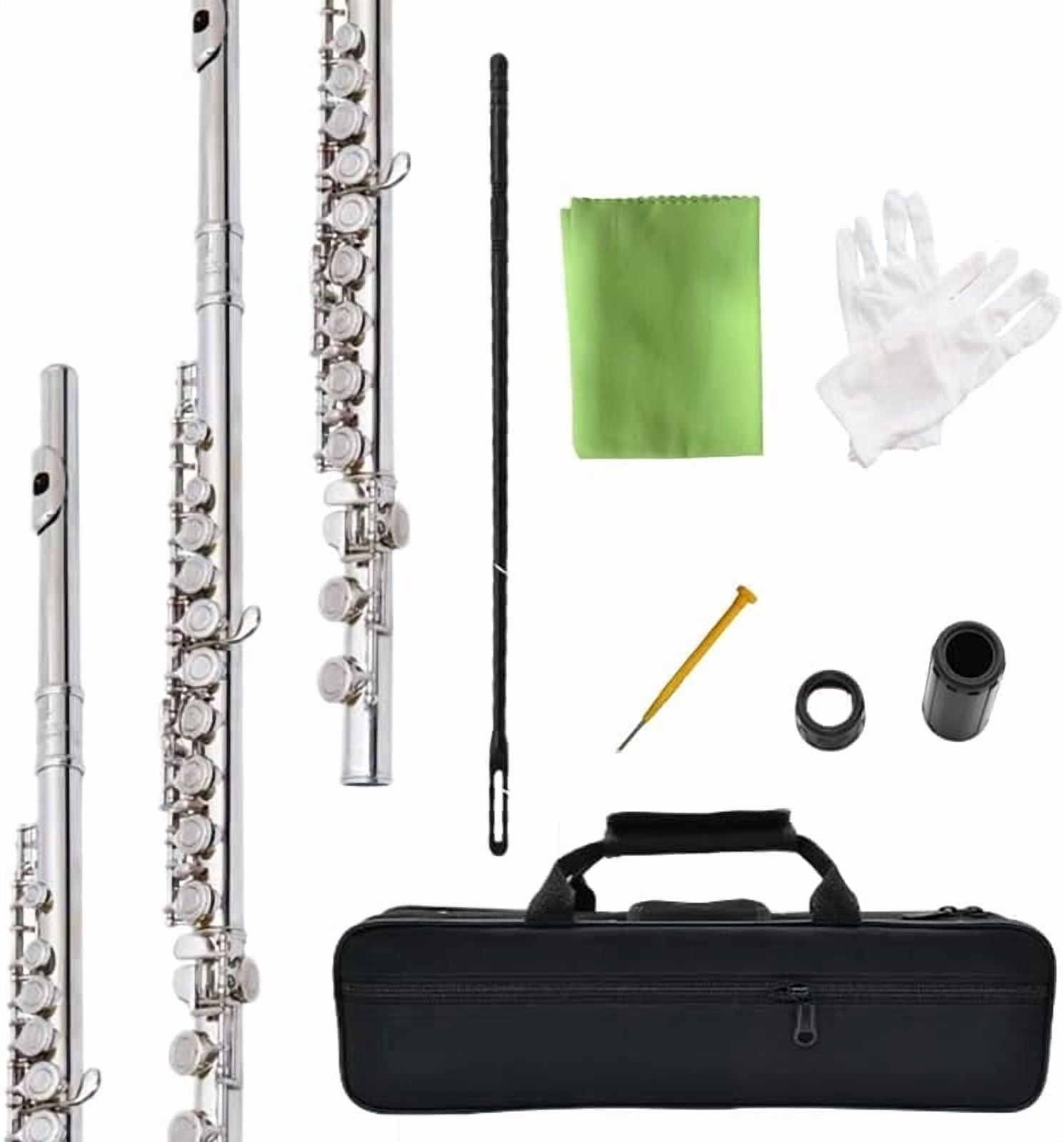 HOGSN flute 16-hole closed-hole C-tone nickel-plated , beginner to play graded flute, with box and cleaning kit.
