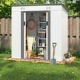 thumbnail image 1 of HOGYME 6 x 4 ft. Outdoor Storage Shed Metal Tool House with Sliding Double Doors, 2 Vents for Garden Backyard Patio, White & Gray, 1 of 15