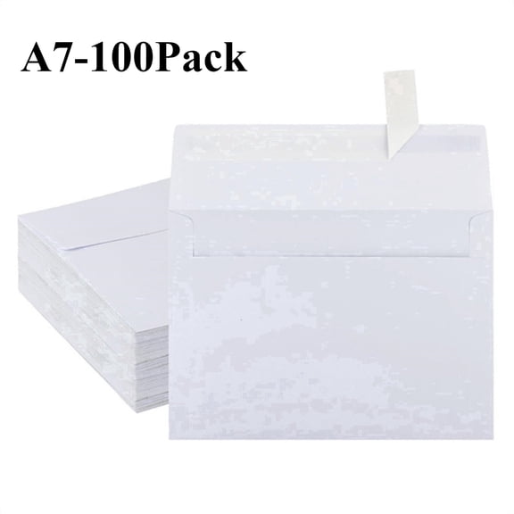 HOHAHO 100 pack White A7 Envelopes for 5x7 Cards ,Peal and Stick,Perfect for Wedding Baby Shower Conferences, Parties Photo,120gsm 5.25x7.25inch