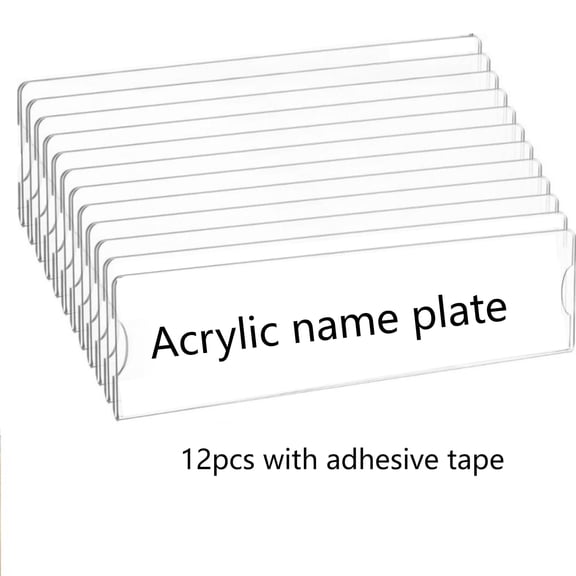 HOHAHO 12 Sets Acrylic Name Plate Wall Mount Holder,  with Adhesive Tapes, 2 x 8 Inch, Clear Plastic Sign Frame, for Office Door Wall