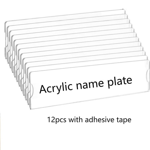 HOHAHO 12 Sets Acrylic Name Plate Wall Mount Holder, with Adhesive Tapes, 2 x 8 Inch, Clear Plastic Sign Frame, for Office Door Wall