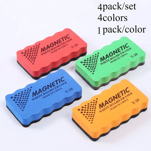 HOHAHO 4pack Magnetic Whiteboard Erasers, Cleaner for Classroom, Home and Office,4colors,4.2x2.3x0.79inch