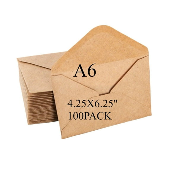 HOHAHO A6 V-Flap Envelopes 100-Pack - 4.25x6.25" Self-Sealing Kraft Paper for 4x6 Cards, Greetings/Wedding/Business/Invitations