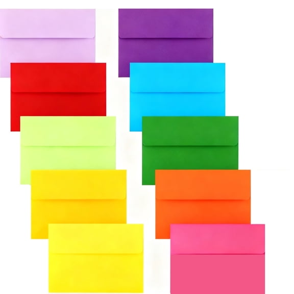 HOHAHO Multicolor A7 Envelopes 5.25x7.25in for 5x7in Card ,Peal and Stick,Ideal for Invitations, Weddings, Parties, Greeting Cards, Photos,10 colors, 50 pack