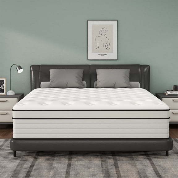 CICIMLU 14 inch King Mattress,Medium Firm Hybrid Mattress in a Box,Adult