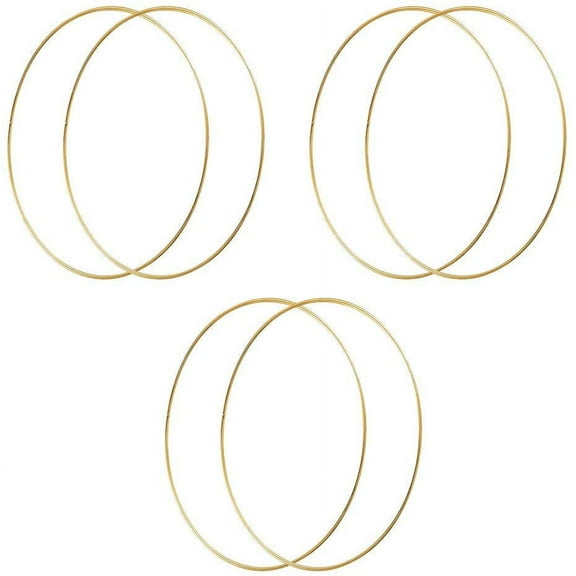 HOHIYA 12 inch Metal Floral Hoops Craft Wreath 4mm Wire Gold Rings Dream Catcher for Christmas Wedding (Pack of 6)